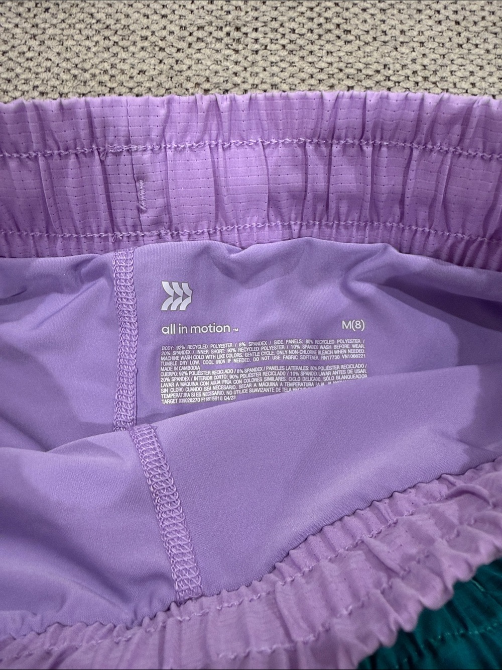 Girls Shorts Lot- Elastic-Waist Athletic Shorts - Black, Teal, Lavender - Picture 4 of 5